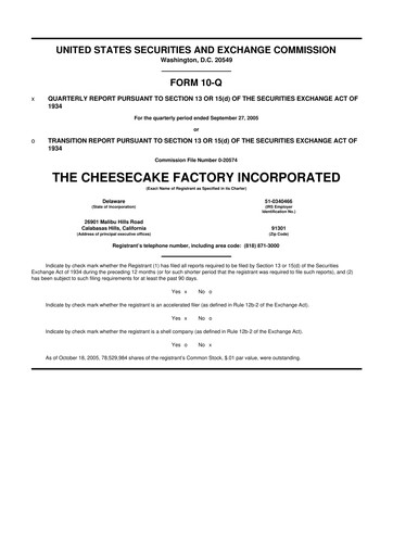 Thumbnail The Cheesecake Factory
 10-Q Quarterly Report FY 
