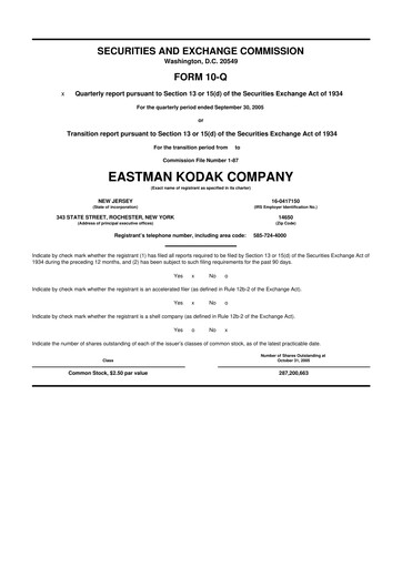 Thumbnail Eastman Kodak Company 10-Q Quarterly Report FY 