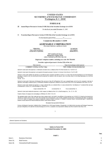 Thumbnail Albemarle 10-K Annual Report 