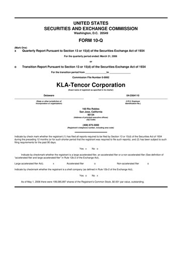 Thumbnail KLA 10-Q Quarterly Report FY 