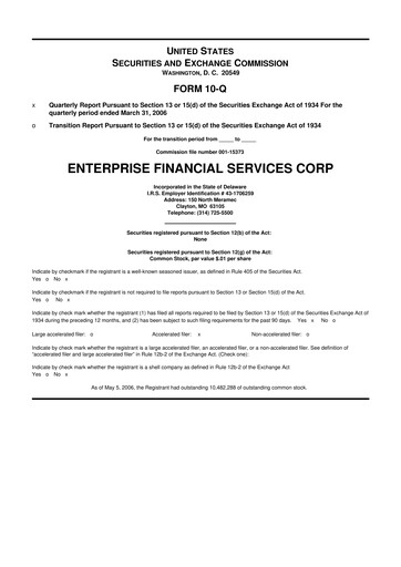 Vorschaubild Enterprise Financial Services Corp 10-Q Quartalsbericht  