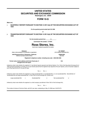 Vorschaubild Ross Stores 10-Q Quartalsbericht  