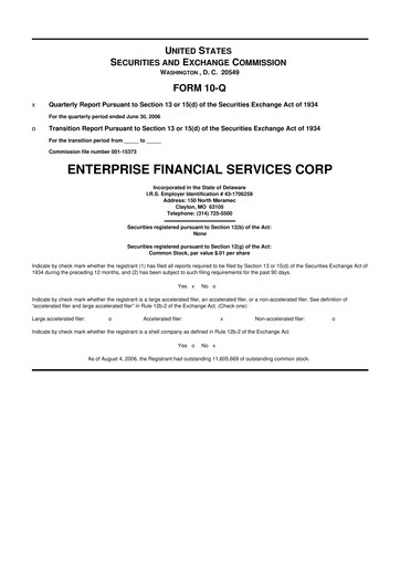 Vorschaubild Enterprise Financial Services Corp 10-Q Quartalsbericht  