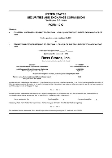 Vorschaubild Ross Stores 10-Q Quartalsbericht  