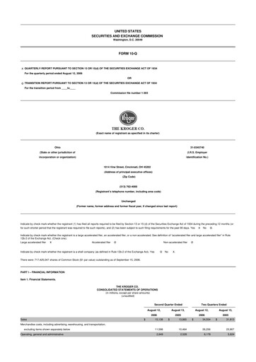 Vorschaubild Kroger 10-Q Quartalsbericht  