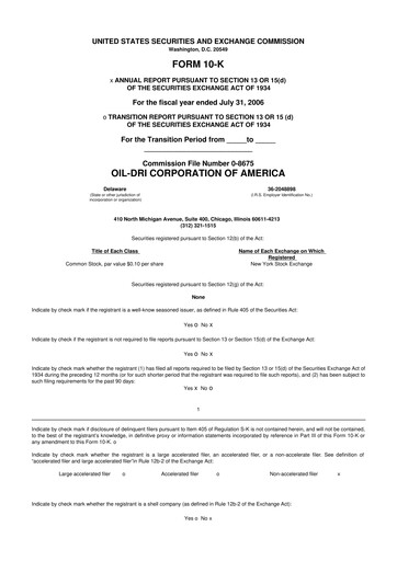 Miniature Oil-Dri Corporation Of America
 10-K Rapport annuel 