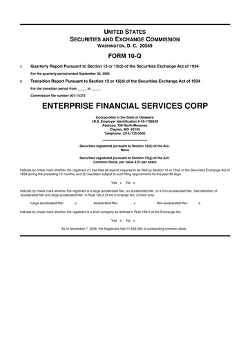 Vorschaubild Enterprise Financial Services Corp 10-Q Quartalsbericht  