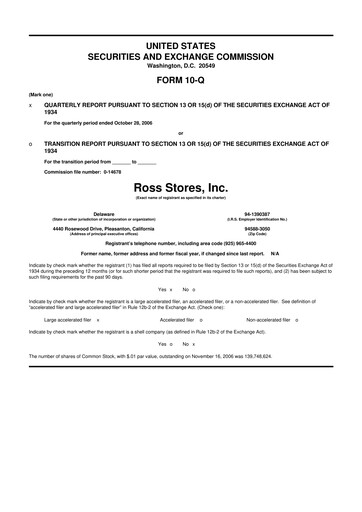 Vorschaubild Ross Stores 10-Q Quartalsbericht  