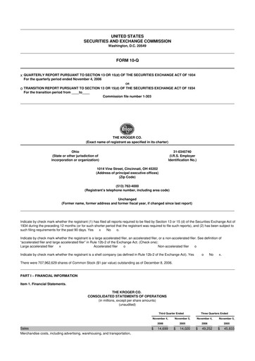 Vorschaubild Kroger 10-Q Quartalsbericht  