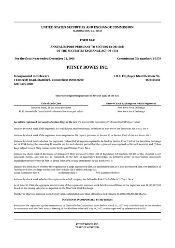 Thumbnail Pitney Bowes 10-K Annual Report 