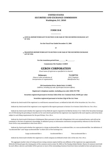 Thumbnail Geron 10-K Annual Report 