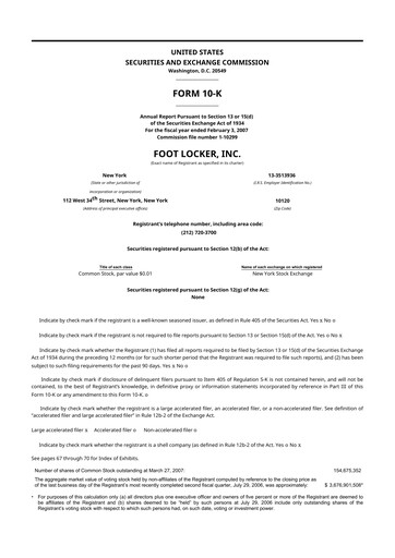 Thumbnail Foot Locker
 10-K Annual Report 