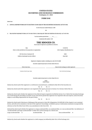 Thumbnail Kroger 10-K Annual Report 