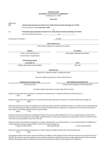 Thumbnail Shoe Carnival
 10-K Annual Report 