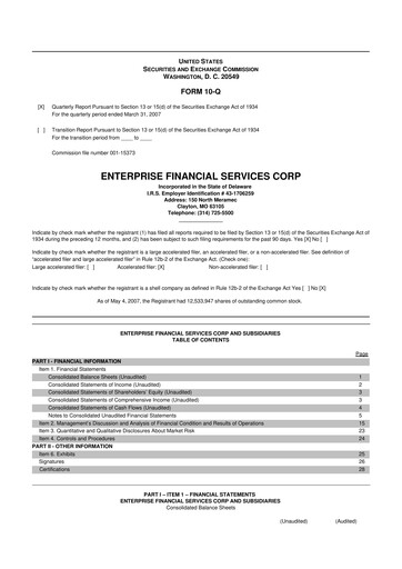 Vorschaubild Enterprise Financial Services Corp 10-Q Quartalsbericht  