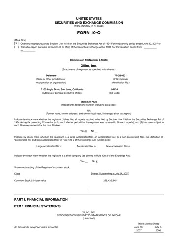 Thumbnail Xilinx 10-Q Quarterly Report FY 