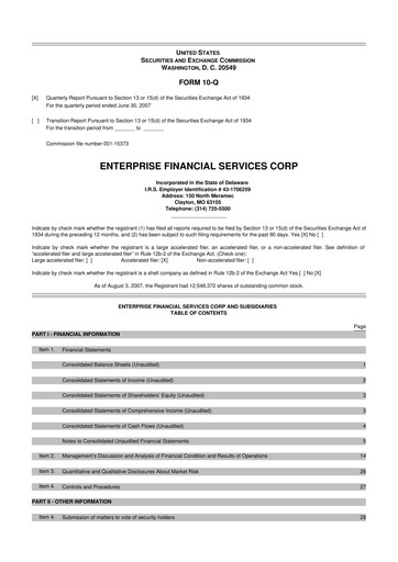 Vorschaubild Enterprise Financial Services Corp 10-Q Quartalsbericht  