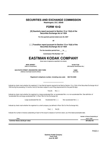 Thumbnail Eastman Kodak Company 10-Q Quarterly Report FY 