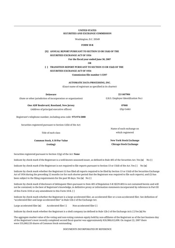 Thumbnail Automatic Data Processing 10-K Annual Report 