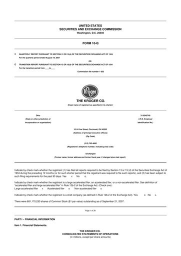 Vorschaubild Kroger 10-Q Quartalsbericht  