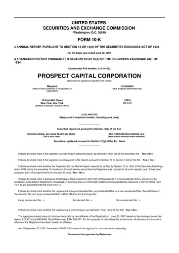Miniature Prospect Capital 10-K Rapport annuel 