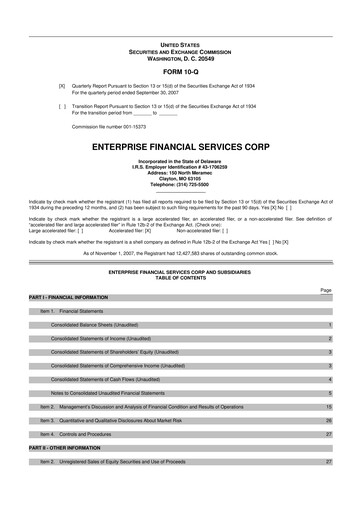 Vorschaubild Enterprise Financial Services Corp 10-Q Quartalsbericht  