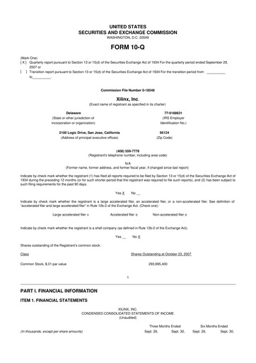 Thumbnail Xilinx 10-Q Quarterly Report FY 