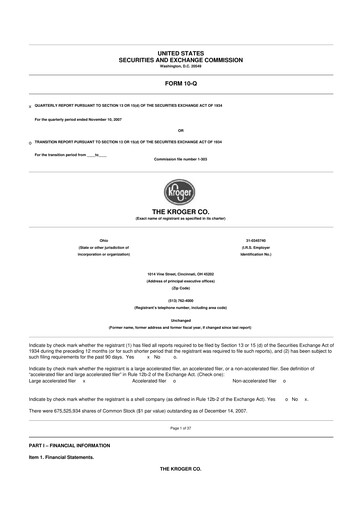 Vorschaubild Kroger 10-Q Quartalsbericht  