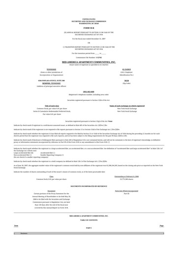 Thumbnail Mid-America Apartment Communities 10-K Annual Report 
