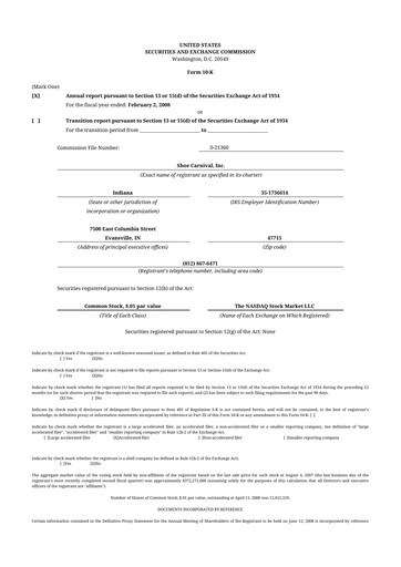 Thumbnail Shoe Carnival
 10-K Annual Report 