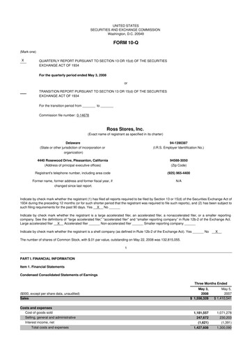 Vorschaubild Ross Stores 10-Q Quartalsbericht  