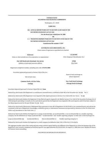 Thumbnail Automatic Data Processing 10-K Annual Report 