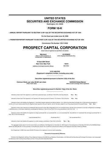 Miniature Prospect Capital 10-K Rapport annuel 
