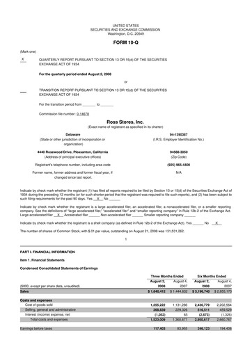 Vorschaubild Ross Stores 10-Q Quartalsbericht  