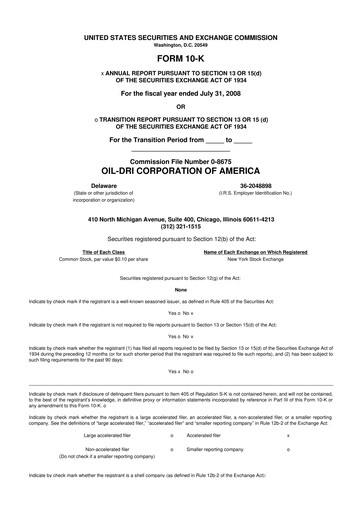 Miniature Oil-Dri Corporation Of America
 10-K Rapport annuel 