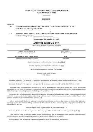 Thumbnail Amtech Systems 10-K Annual Report 