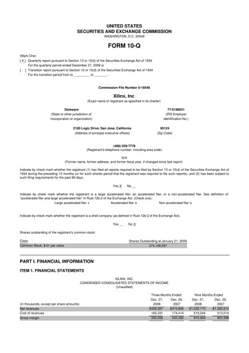 Thumbnail Xilinx 10-Q Quarterly Report FY 