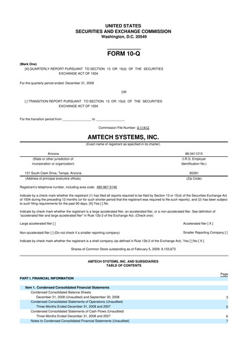 Vorschaubild Amtech Systems 10-Q Quartalsbericht  