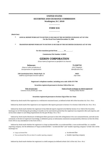 Thumbnail Geron 10-K Annual Report 