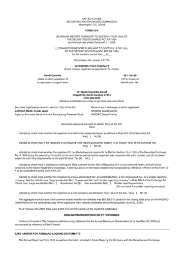 Thumbnail Investors Title Company
 10-K Annual Report 
