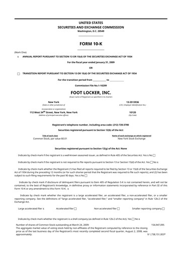 Thumbnail Foot Locker
 10-K Annual Report 