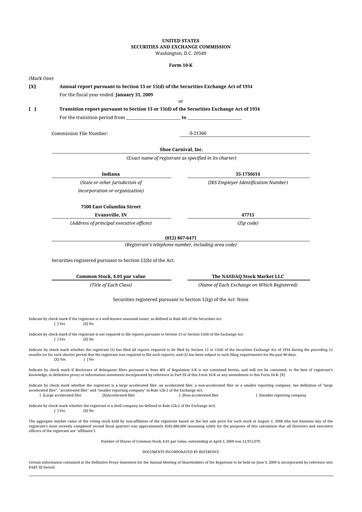 Thumbnail Shoe Carnival
 10-K Annual Report 