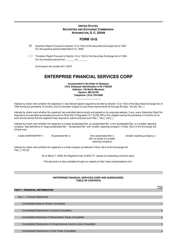 Vorschaubild Enterprise Financial Services Corp 10-Q Quartalsbericht  