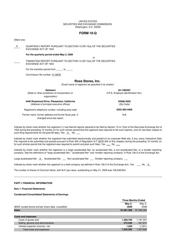 Vorschaubild Ross Stores 10-Q Quartalsbericht  