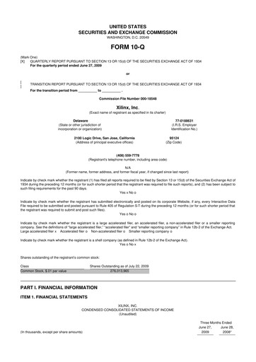 Thumbnail Xilinx 10-Q Quarterly Report FY 