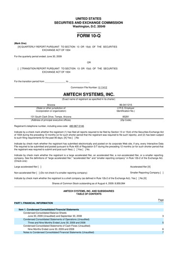 Vorschaubild Amtech Systems 10-Q Quartalsbericht  