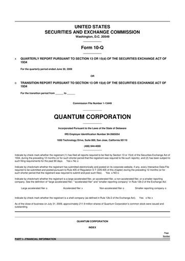 Vorschaubild Quantum Corporation 10-Q Quartalsbericht  