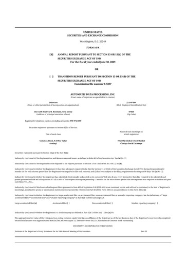 Thumbnail Automatic Data Processing 10-K Annual Report 