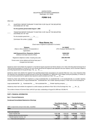 Vorschaubild Ross Stores 10-Q Quartalsbericht  