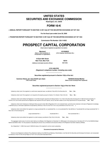Miniature Prospect Capital 10-K Rapport annuel 